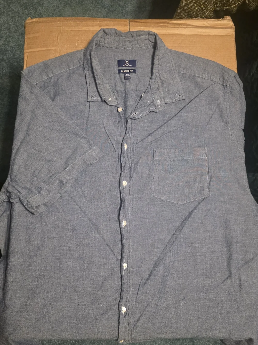 George Men's Chambray Button-Down Shirt in Blue